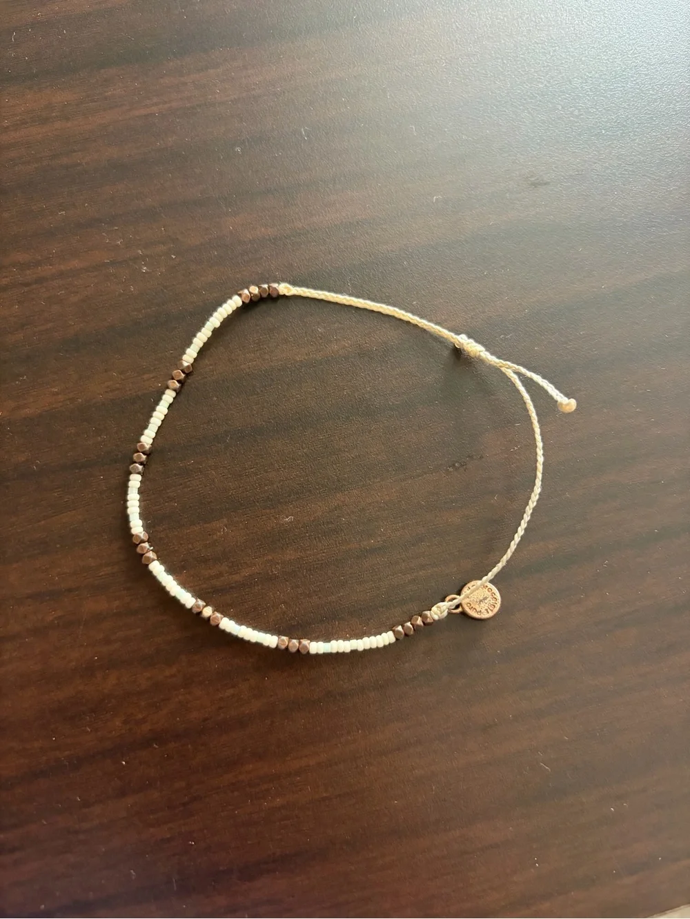 Pura Vida Cream Seed Bead Bracelet with Bronze Accent Beads
